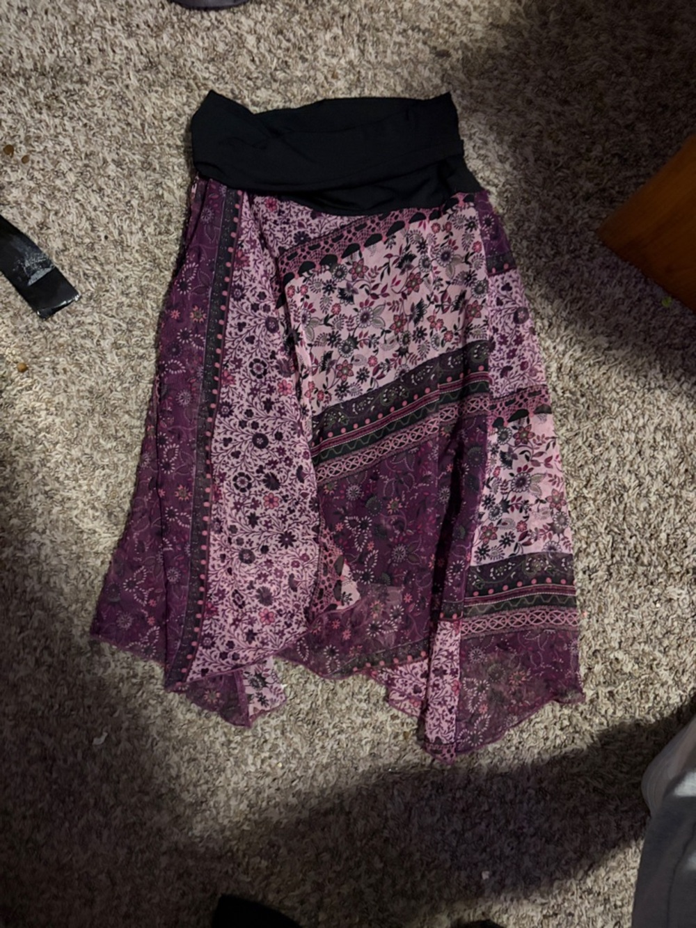 Bohemian Pink & Purple Floral Wrap Skirt